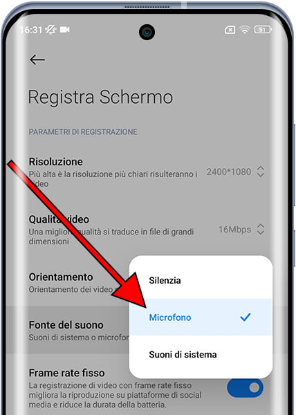 Microfono registratore di schermo Xiaomi