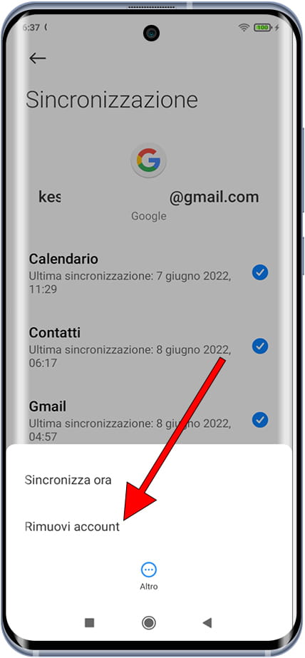 Rimuovi account Google su Xiaomi