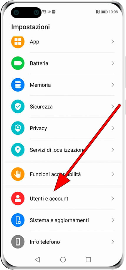 Impostazioni account Android