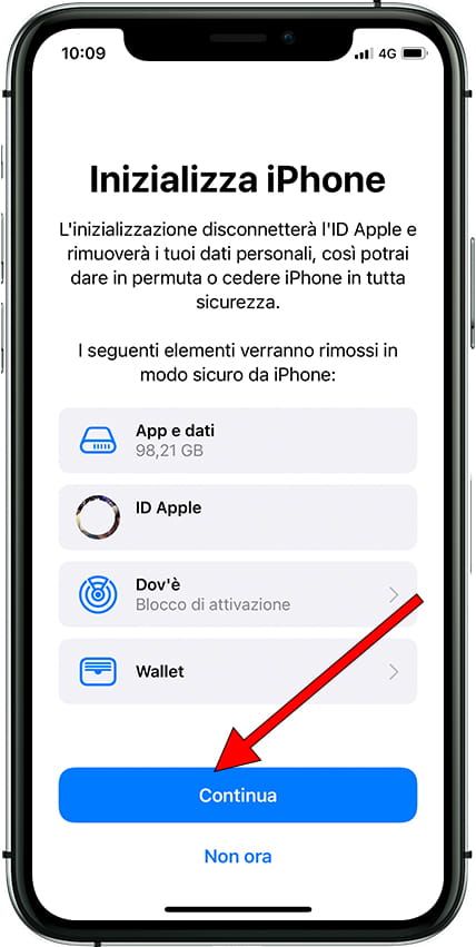 Reimposta messaggio di conferma iOS