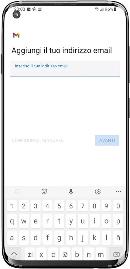 Aggiungi indirizzo email Gmail