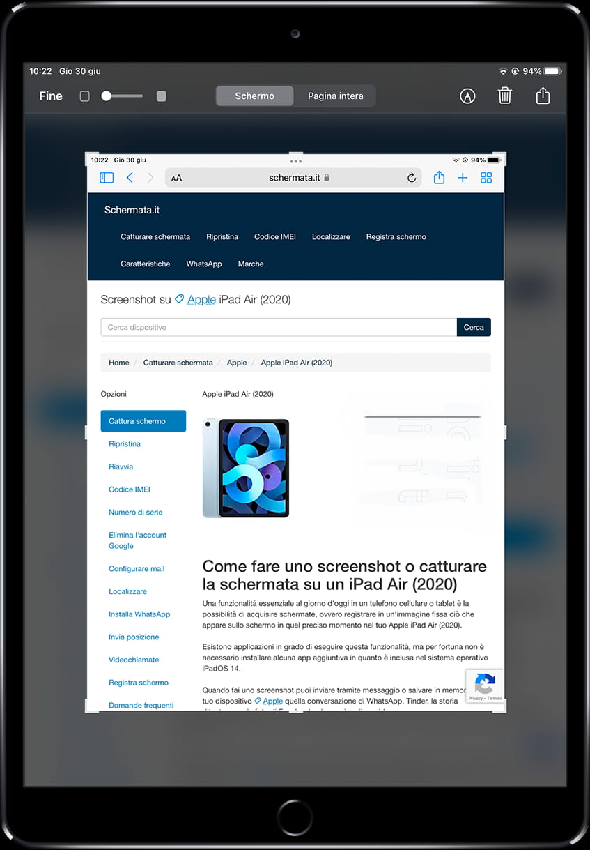 Modifica screenshot dell'iPhone