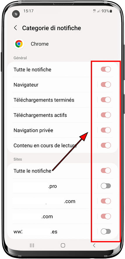 Gestisci le notifiche delle app Samsung