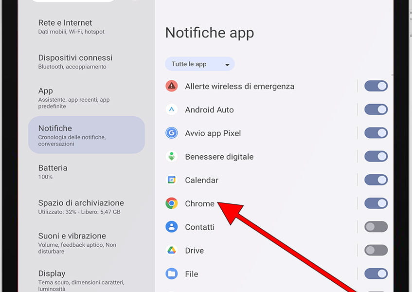 Notifiche delle applicazioni Android