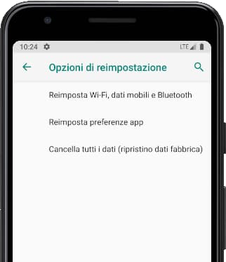 Cancella tutti i dati
