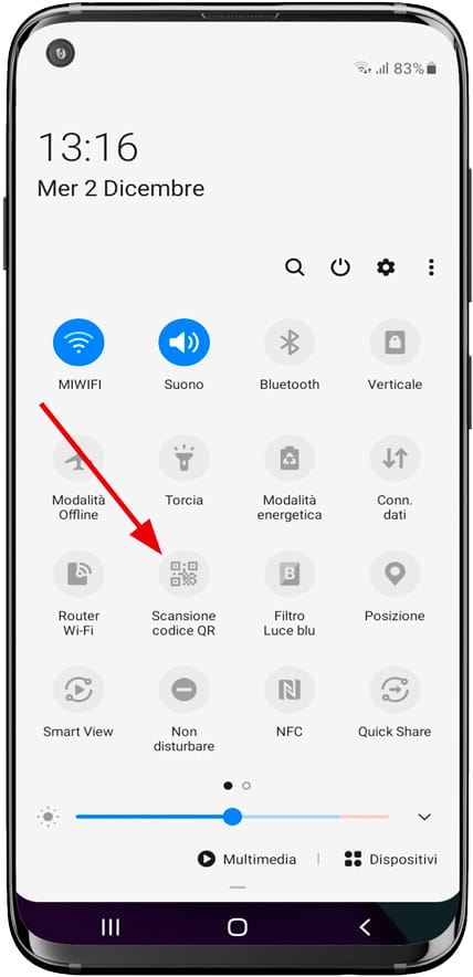 Pannello rapido QR Samsung