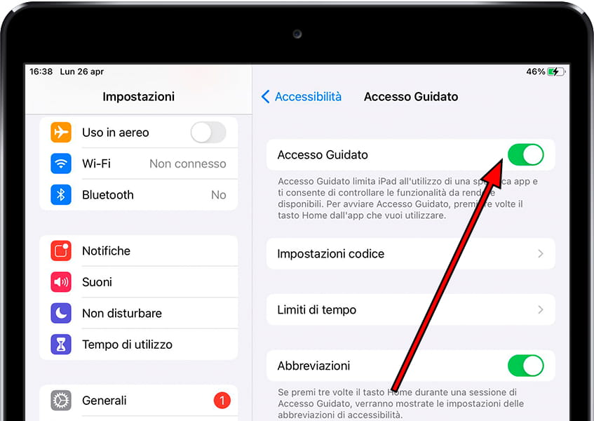 Attiva l'accesso guidato