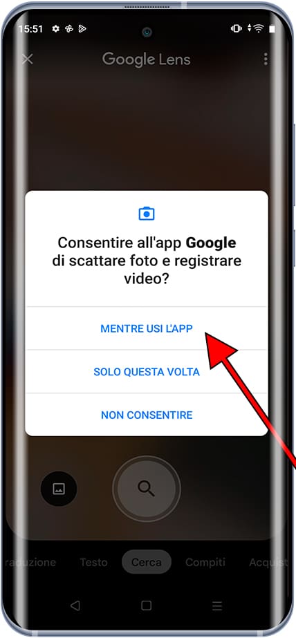 Concedi le autorizzazioni a Google Lens