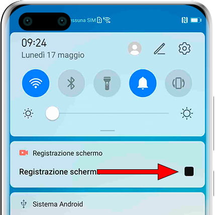 Interrompi la registrazione dello schermo nova 12