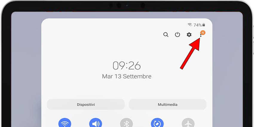 Modifica l'icona del pannello rapido Galaxy Tab S3 9.7