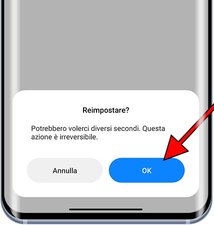 Conferma il ripristino delle impostazioni di rete su Xiaomi