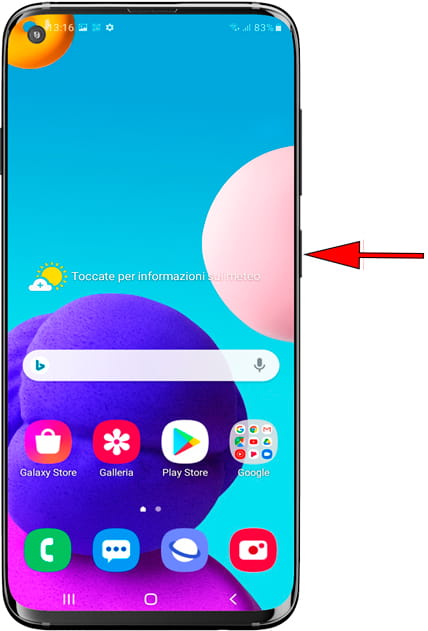 Premere il pulsante laterale Samsung