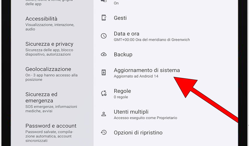 Aggiornamenti software Android