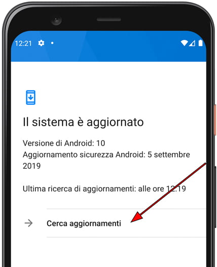 Cercare aggiornamento Android