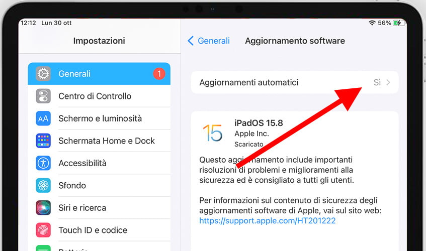 Aggiornamenti automatici iPhone