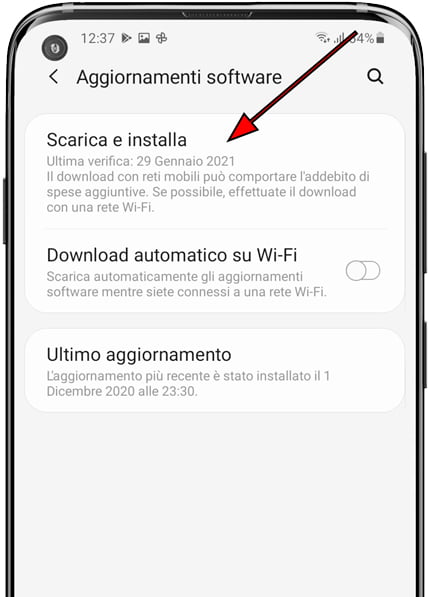 Scarica e installa aggiornamento Samsung Galaxy
