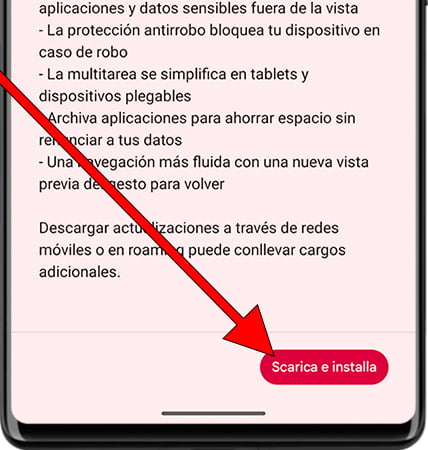 Scarica e installa aggiornamento Android
