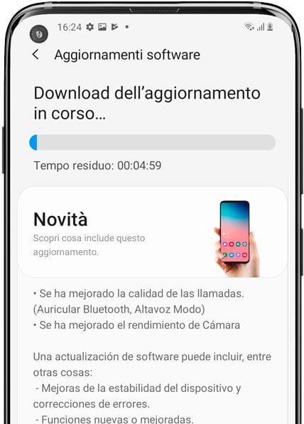 Scaricando aggiornamento Samsung Galaxy