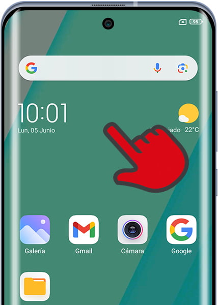 Premere a lungo sulla schermata iniziale di Xiaomi